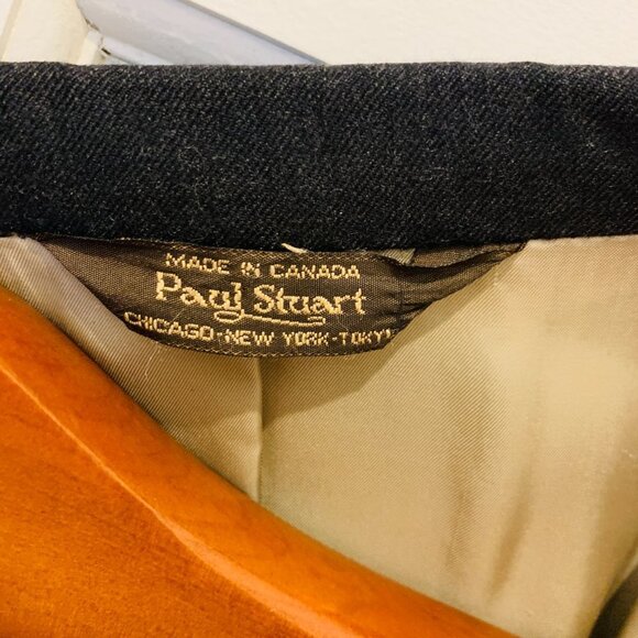 Paul Stuart Charcoal Gray 100% Wool Pc Suit Jacket Sport Coat Blazer Size 46 R - Picture 11 of 14